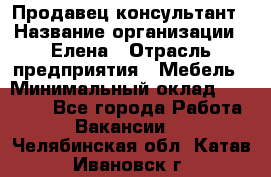 Продавец-консультант › Название организации ­ Елена › Отрасль предприятия ­ Мебель › Минимальный оклад ­ 20 000 - Все города Работа » Вакансии   . Челябинская обл.,Катав-Ивановск г.